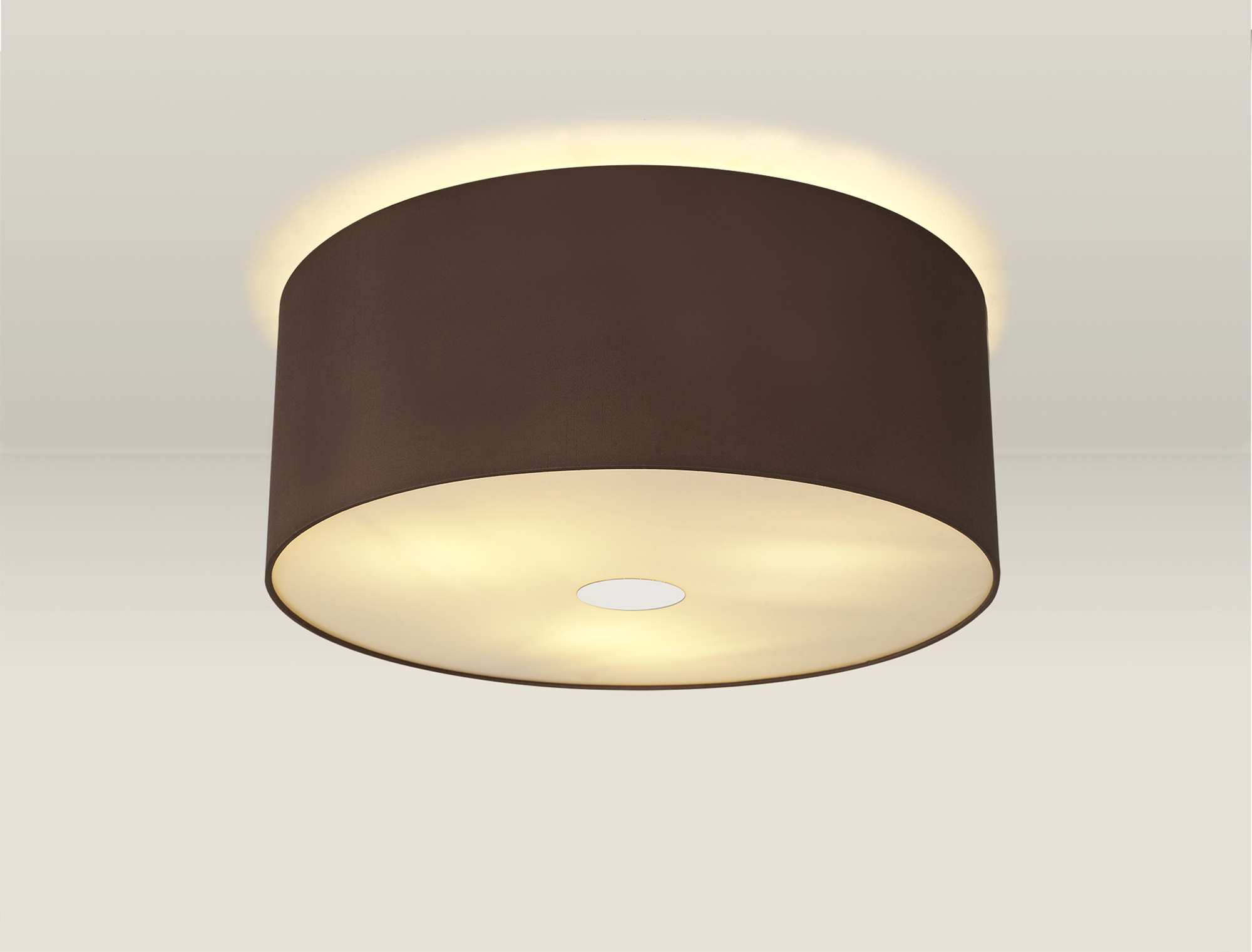 Baymont 50cm; Flush 3 Light Polished Chrome; Raw Cocoa/Grecian Bronze; Frosted Diffuser DK0362  Deco Baymont CH RC